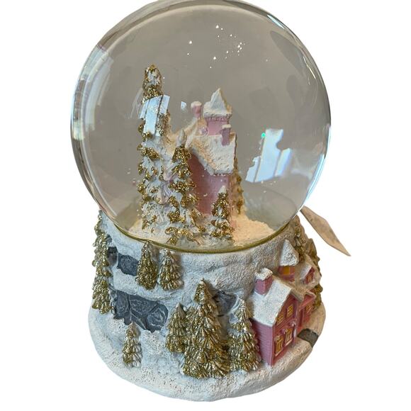 34TH & PINE Christmas Musical Waterglobe Pink & Gold Glam Holiday Decor NEW - Picture 9 of 15